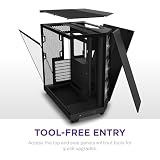 NZXT H6 Flow RGB | CC-H61FB-R1 | Compact Dual-Chamber Mid-Tower Airflow Case | Includes 3 x 120mm RGB Fans | Panoramic Glass Panels | High-Performance Airflow Panels | Cable Management | Black