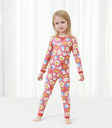 Boys Girls Pajama Set 2 Piece Little Kids Sleepwear Pjs Unisex Toddler Cute Soft Long Sleeve Pajamas Sets 2-6 Years4