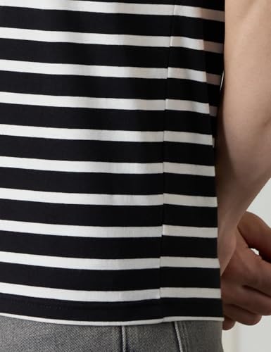 Image of Amazon Brand - Symbol Men Cotton Rich Relaxed Fit Striped Tshirt | Half Sleeves | Available in Plus Size