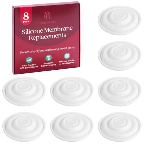 Image of Nurse & Nourish Breast Pump Membrane Replacement - Silicone Diaphragm & Backflow Protector Inserts for Spectra S1 S2 9+ & Maymom Ameda MYA - Closed System Pump Replacement Parts - 8 Pack, Silicone