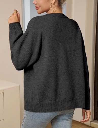 Women's Cardigan Sweater, Long Sleeve Crewneck Sweaters, Button Down Loose Open Front Chunky Coat 2025 Trendy4