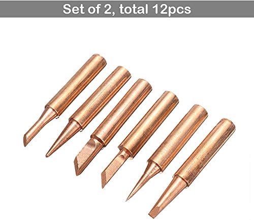 12pcs 900M-T Series Soldering Iron Tips, Bestgle Pure Copper Soldering Tips Replacement for Precision Welding – Compatible with Hakko, TENMA, ATTEN, Quick, Aoyue, Yihua Solder Station