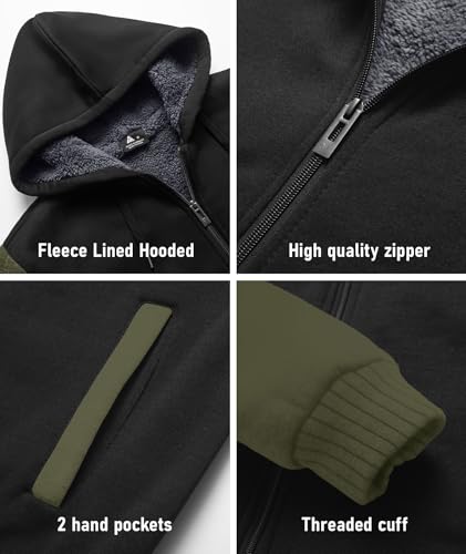 Image of SCODI Hoodies for Men Heavyweight Fleece Sweatshirt Zip Up Thick Jacket