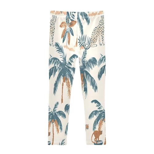 Bolaz Toddler Girls Leggings Printed Yoga Pants Leggings Tropical Palm Tree Asian Leopard for Kids2