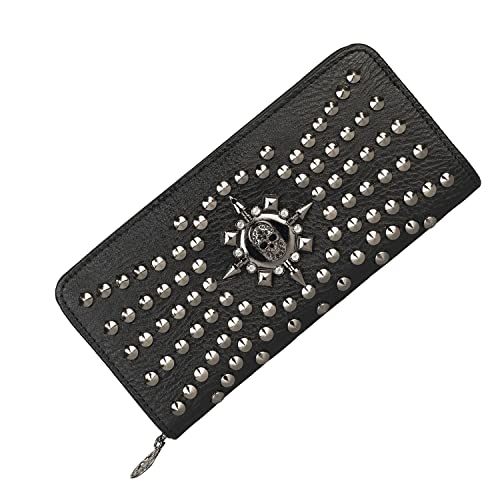 LFWATAXY Gothic Skull Wallets for Women, Sugar Skull Western Cross Clutch Wallet, Day of the Dead Wristlet Purse (black)