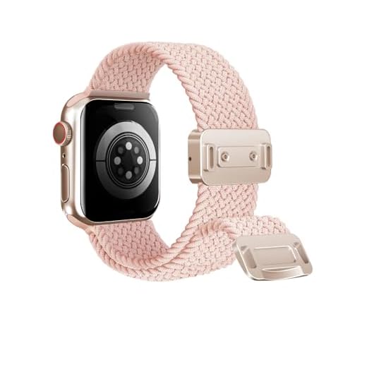 Magnetic Stretchy Watch Band Compatible with Apple Watch Band 49mm 46mm 45mm 44mm 42mm, Comfortable Adjustable Straps Wristbands for iWatch Series 10 9 8 7 6 5 4 SE 3 2 1 Ultra Women Men,Nude pink