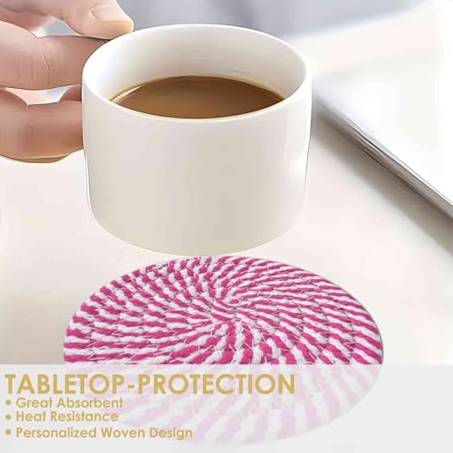 Getränkeuntersetzer, 8 Stück, mit Halter, 4-farbig, gewebte, saugfähige Untersetzer-Set, minimalistische 10,9 cm große Tassenmatte für Heimdekoration, Esstisch, Wohnzimmer, Tischschutz für Kaffee