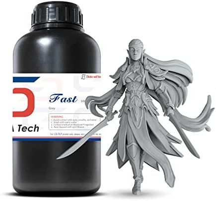 Siraya Tech Fast ABS-Like 3D Printer Resin 405nm UV-Curing Non-Brittle High Precision 3D Printing Liquid Standard Photopolymer Resin for LCD DLP 3D Printing(Grey, 1kg)