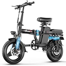 AZHAR Foldable Electric Bike for Adults Teens, 1200W Peak Motor, Up to 25 MPH, 45 Miles PAS Range, Dual Suspension, 14 Tires, 3-Speed Modes, Compact & Portable Electric Mini Bike, Commuting Ebike