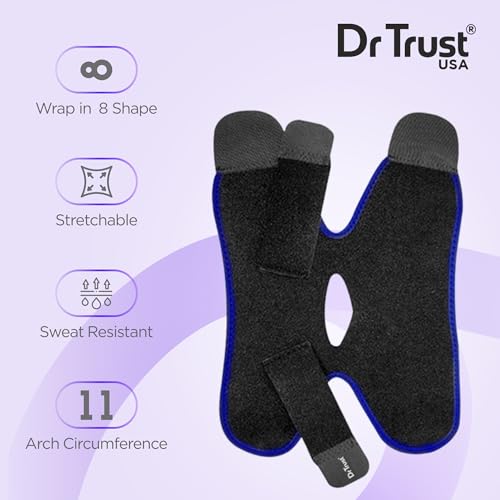 Image of Dr Trust USA 332 Ankle Binder Orthopaedic Support Elastic Wrap Compression Strap for Foot Fracture, Broken Ankle & Injury Pain Relief, Black, Universal, 1 Unit