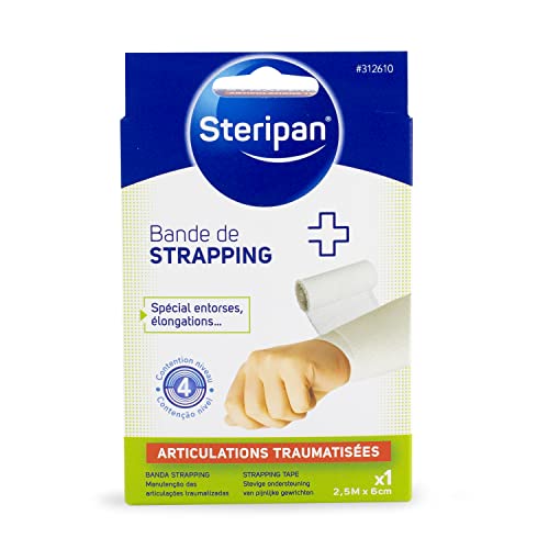 Steripan - Bande de Strapping - Spécial Entorses et Élongation - Contention Niveau 4 - Articulations Traumatisées - x1 2,5mx6cm