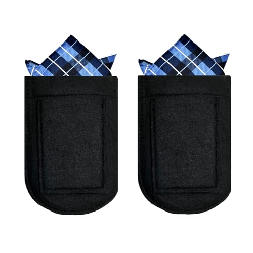 CHJCKOO 2 Pack Pocket Square Holder Soft Fibre Pocket Square Holder Keeper for Men's Suit/Blazer/Coat Handkerchief