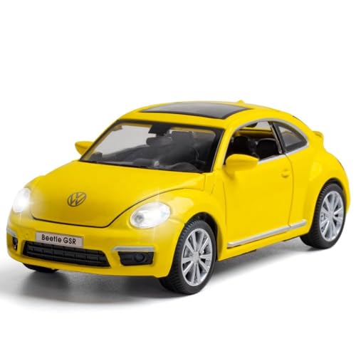 Image of LONGMIRE Metal Pull Back Diecast Car Pull Back Model with Sound Light Boys Gifts Toys for Kids Pack of 1, Multicolor (Beetle)