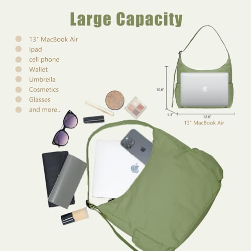 Image of Nylon Hobo Crossbody Bags Lightweight Shoulder Bag Large Casual Travel Handbags with Adjustable Strap