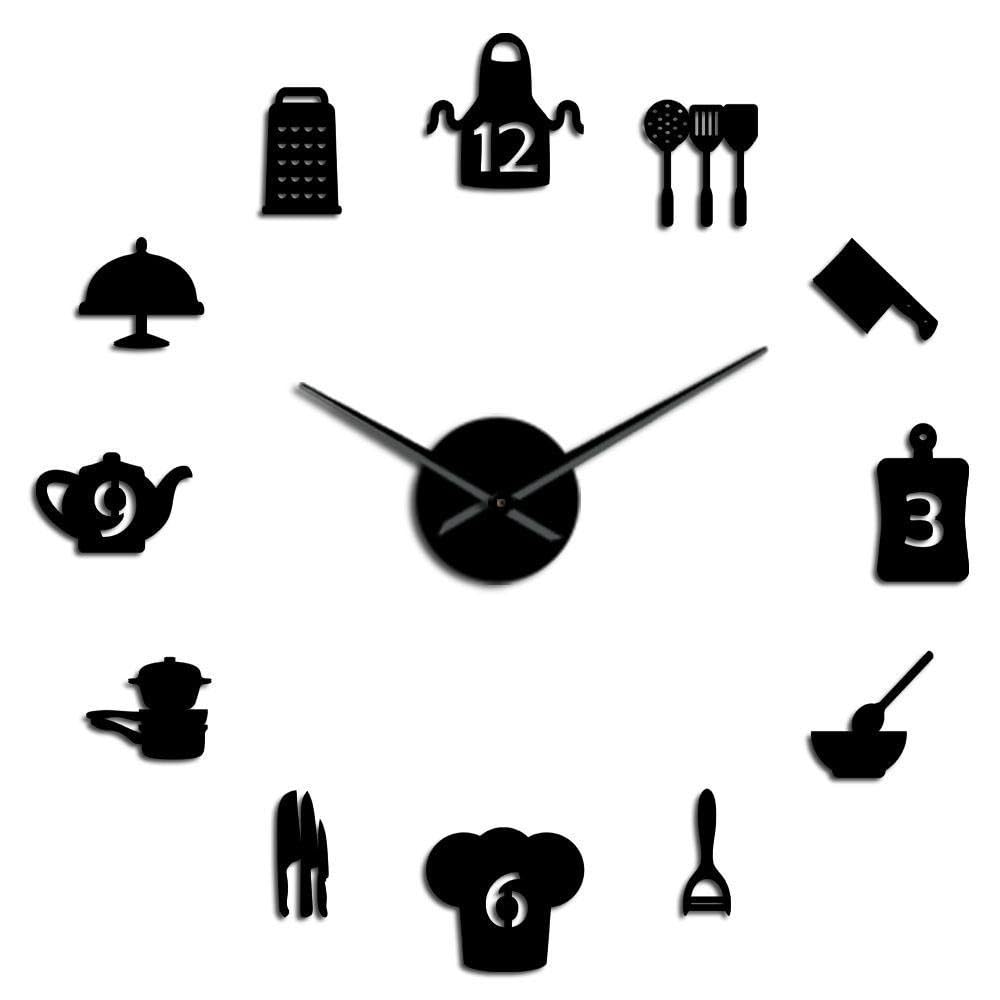 Horloge murale 3D pour habiller un grand mur de salon vide en noir