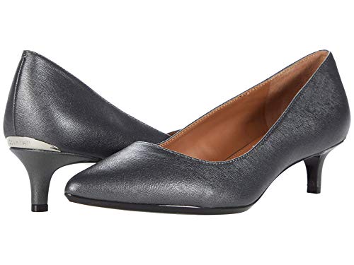 Calvin Klein Women's Gabrianna Pump, Pewter Leather, 10