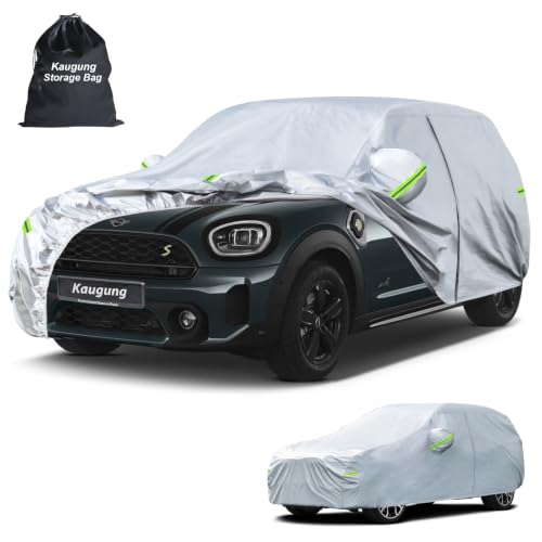Image of Kaugung Car Cover Custom Fit for Mini Countryman (2010-2026), 6 Layers Waterproof All Weather for Automobiles Full Exterior Cover Rain Sun Snow Protector with Door Zipper. Silver