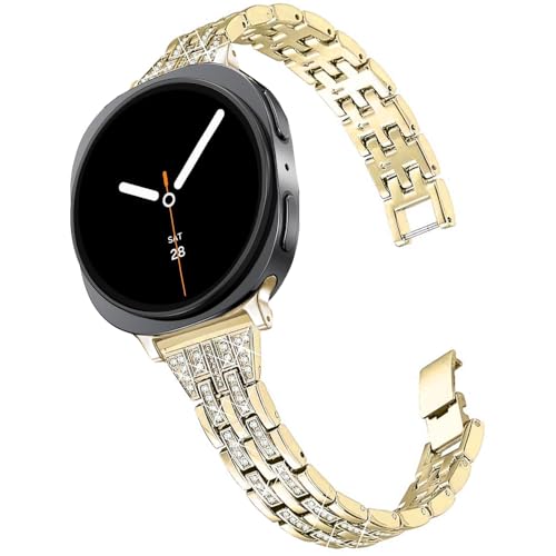 Bracelet Samsung Galaxy Watch 8 anti-irritation en métal et strass pour remplacer le silicone original