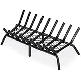 G GOOD GAIN Fireplace Grate with Ember Retainer, 30in Heavy Duty Steel Indoor, Chimney Hearth Wood Stove Burning Rack Holder,1/2 Bar Fire Place Asseccories for Outdoor, Fire Pits, Camping.