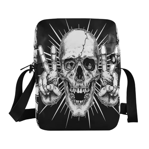 crossbody messenger bag cross body bag men Woman Handbag Shoulder Strap Adjustable Strap for business business- Black Skulls Fingers