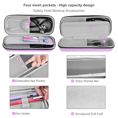 Image of Stethoscope Carrying Case, Hard Stethoscope Case Compatible for 3M Littmann Classic III, Cardiology IV Diagnostic, MDF Acoustica Stethoscopes and Other Nurse Accessories (Purple)