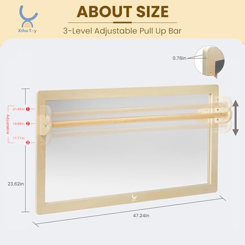 XIHAToy Coordination Mirror Montessori Wooden Toddler Mirror Safety Shatterproof Mirror Acrylic Non-Glass Early Learning to Walk Mirror Upgrad Dual-Use