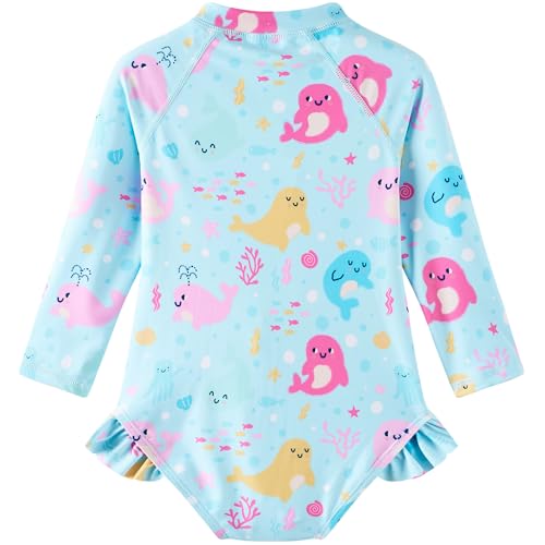 Image of Baby Girls' One Piece Swimsuit Long Sleeve Rash Guard Swimwear