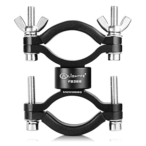 Lightfe Bicycle Light Mount, Bike Light Mount Bracket Use Of Aluminum Alloy Material, Adjustable Big Fork Special For Big Size Hight Lumens Light, 360O Rotation Clips Holder And Battery Nuts #TOP6