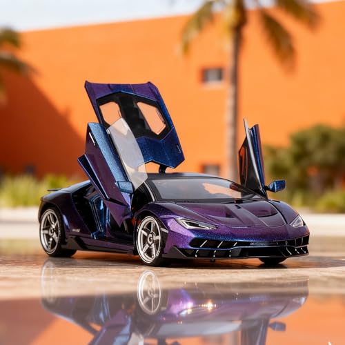 Carro modelo deportivo diecast 1:18 metálico con luces y sonidos miniatura 4