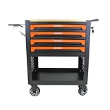 LULUINSHINE 4 Drawers Multifunctional Tool CART with Wheels and Wooden TOP (Orange + Metal)