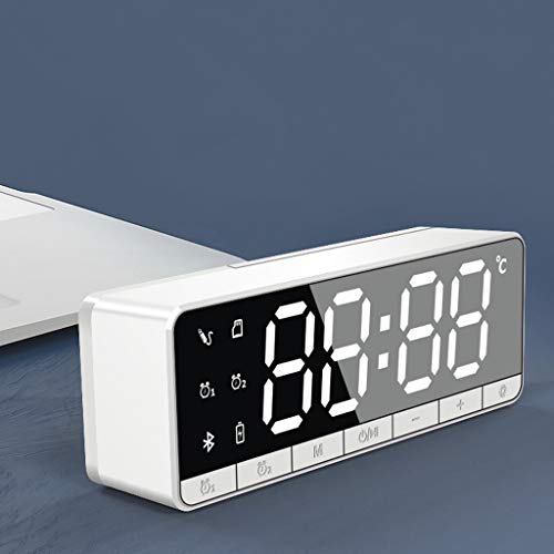 Casa Mini LED Despertador Bluetooth Alto-falante Baixo Termostato Interno - Branco