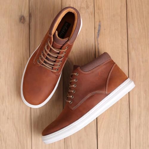 Image of Arkbird Casual Sneaker Boots, High-Top Sneakers Lace-up Leather Chukka Shoes for Men