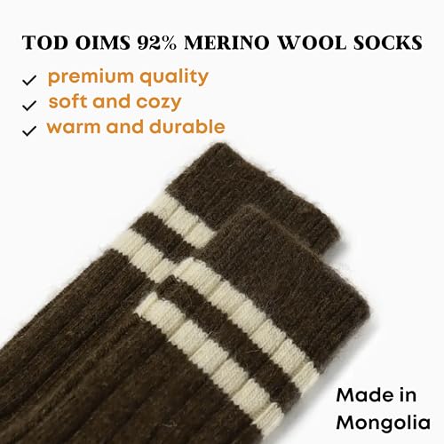 Image of 92% Merino Wool Socks Crew Cozy Heavyweight Home Travel Outdoor Super- Soft Socks, 100% Made in Mongolia