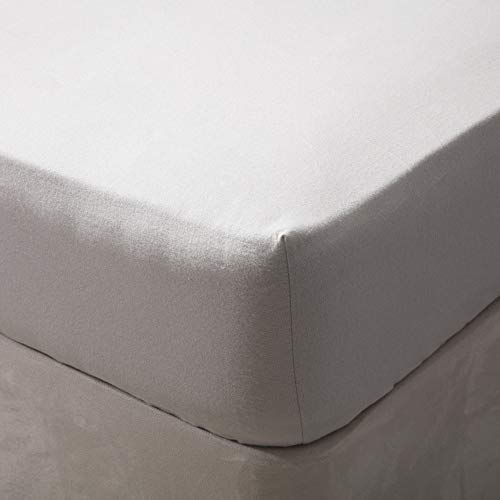 Image of Belledorm Brushed Cotton Kingsize Fitted Sheet Grey 100% Cotton Easy Fit Breathable Heat Retention