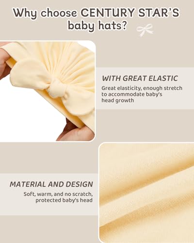 Century Star Newborn Hat for Baby Girls Infant Toddler Soft Hospital Hats Beanie Baby Turbans Head Wrap with Bow Cap4