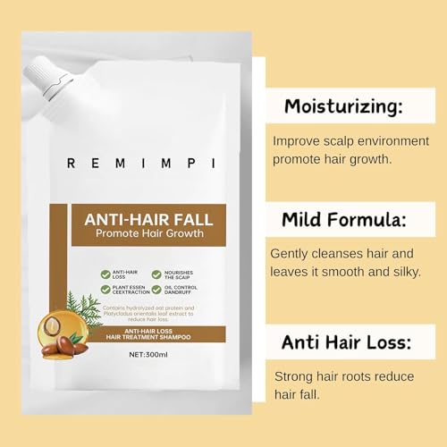 Image of Anti Hair Loss Shampoo,Remimpi Anti Hair Fall,Promote Hair Growth and Thickening & Strengthening Shampoo with Various Plant Extracts for All Hair Types (2PCS)
