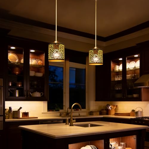 ALUCSET Bronze Gold Pendant Lights Kitchen Island, 2 Pack with Plug in Cord - image 7