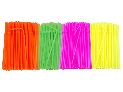 Flexible Plastic Drinking Straws (Assorted Neon) Bendable Disposable Bpa Free Bendy (600 Straws) #TOP1