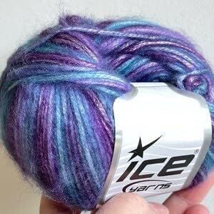 Miniatura 5 de Ice Yarns Picasso - Paquete de 3 hilos de color azul, lila, uva, morado con sutil brillo peinado, 3 x 125 yardas (9.8 x 377.3 ft), 3 x 1.76 onzas (3