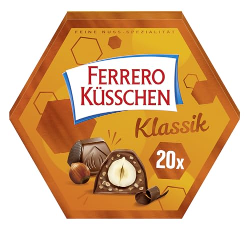 Ferrero Küsschen Klassik – Pralinen-Geschenk zum Muttertag, Vatertag – Knackig geröstete Haselnuss umhüllt von feiner Schokolade – Muttertagsgeschenk, Mitbringsel – 1 Packung à 20 Einzelpralinen