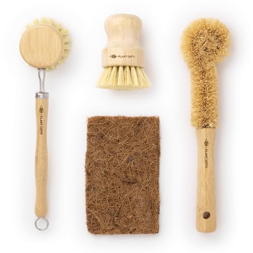 Image of Bamboo Dish Brush Set #04 | Eco-Conscious Kitchen Cleaning Kit | Sustainable Gifts | Bridal Friends Family | Plastic-Free Tools