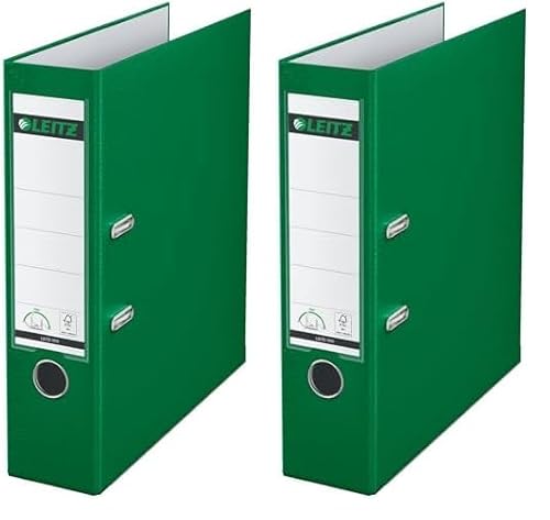 Leitz Qualitäts-Ordner 180° Plastik, das Original, DIN A4 Aktenordner 8 cm breit, 90% Recycling-Karton, 30% Pre-Consumer Recycling-Kunststoff, Mit 180° Mechanik, 600 Blatt Kapazität, Grün, 10105055