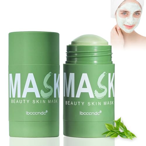 Lot de 2 bâtons de masque vert, bâton de masque au thé vert, dissolvant de points noirs avec extrait de thé vert, bâton de masque vert original, pour tous les types de peau, hydratant