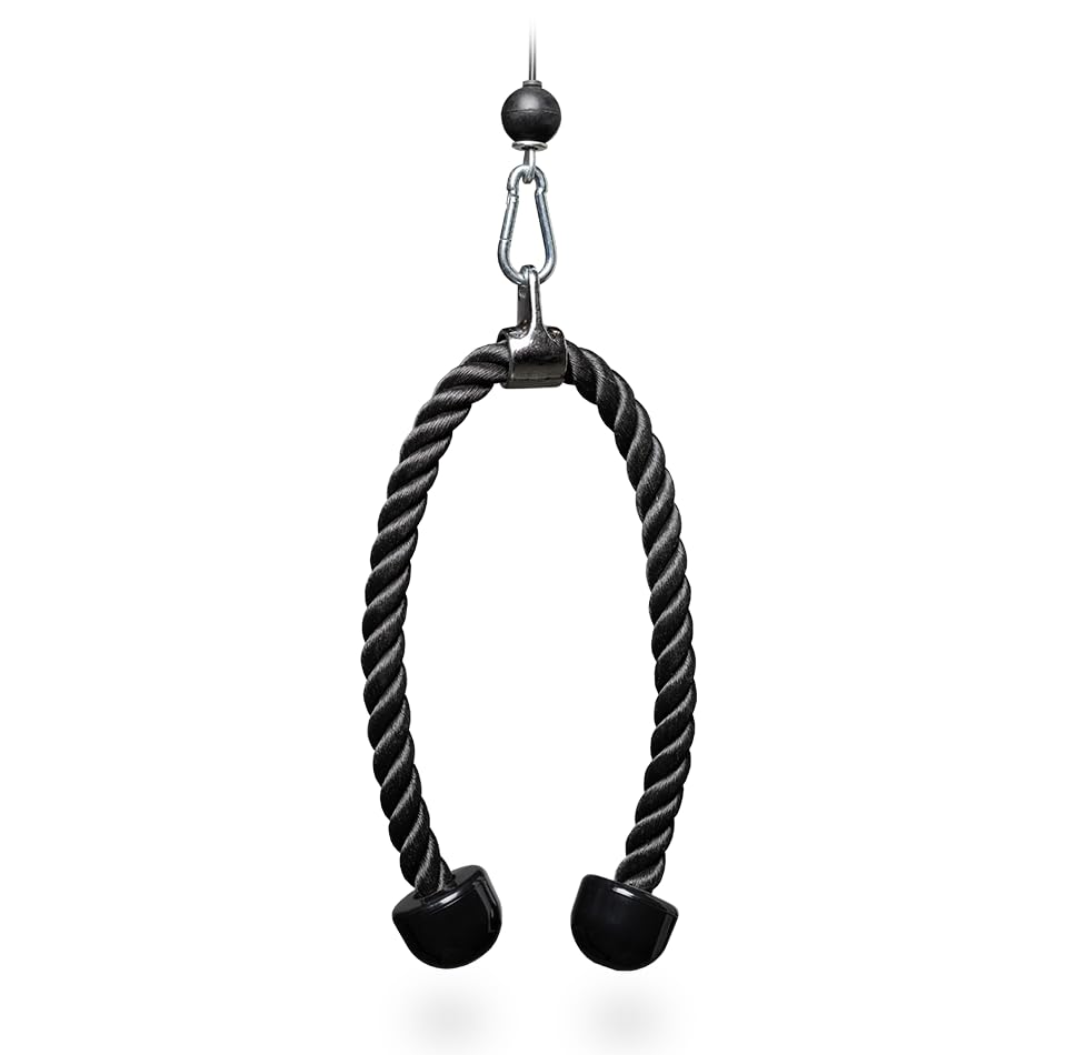 STRIVE FIT Tricep Rope Pull Down Fitness Cable Attachment with Stainless Steel Snap Hook- Lats, Biceps, Triceps, Gym or Home - 27" inch Tricep Rope - Black (B0D8WK5T4V) Amazon Price History, Amazon Price Tracker
