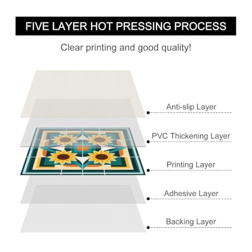 Image of Moroccan Tile Stickers | Waterproof Self Adhesive Peel & Stick Tile Decals for Kitchen Backsplash, Bathroom Wall, Floor, Furniture & Glass (4x4 Inch, Design 54)