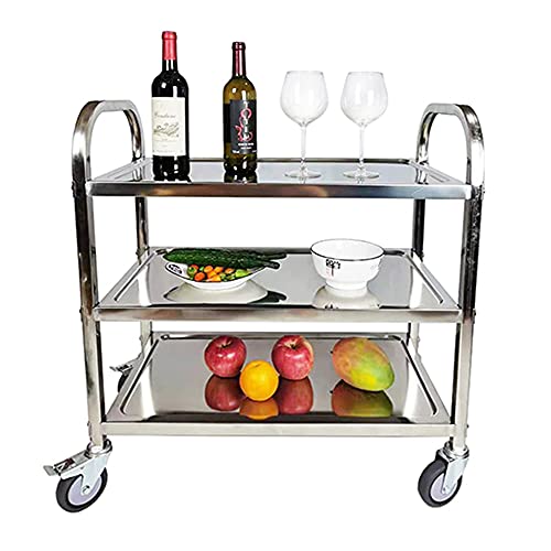 Itina 3 Tier Stainless Steel Utility Cart With Locking Wheels Kitchen Island Trolley Catering Storage Cart For Kitchen Restaurant Hotel Cafe Home(L29.5Xw16Xh33Inch, 330Lbs Total Load Capacity) #TOP7
