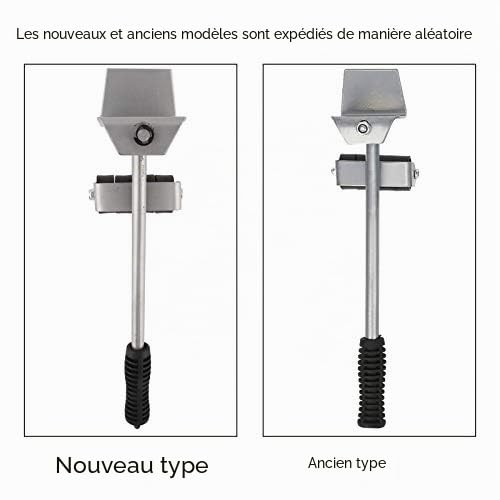 Kit de Déménagement et Levage de Meubles 4 Curseurs Roulettes à 3 Roues Plaque Mobile en Argent pour Objets Lourds Portant 400KG