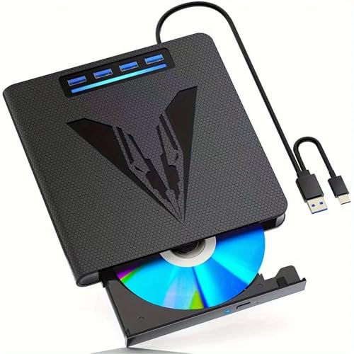 Unidad de CD DVD externa USB解决笔记本接口不足, con puertos USB adicionales y ranura SD