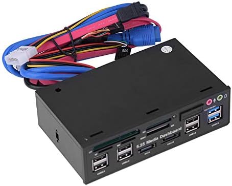 Multi-function card reader, 5.25inch media control panel built-in USB 3.0 port, USB 2.0 port, e-SATA, SATA port, 4-pin power port all-in-one card reader