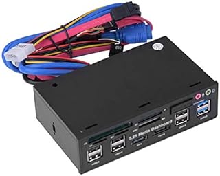 Multi-function card reader, 5.25inch media control panel built-in USB 3.0 port, USB 2.0 port, e-SATA, SATA port, 4-pin power port all-in-one card reader